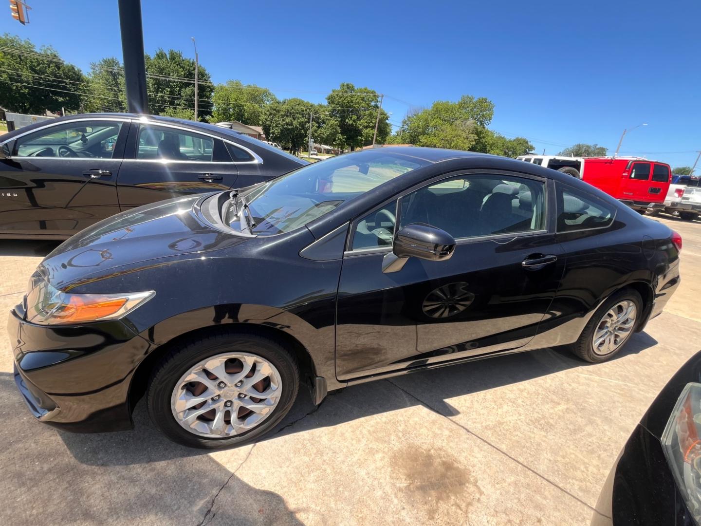 2014 BLACK HONDA CIVIC LX LX Coupe CVT (2HGFG3B57EH) with an 2.3L L4 SOHC 16V engine, Continuously Variable Transmission transmission, located at 8101 E. Skelly Dr., Tulsa, OK, 74129, (918) 592-3593, 36.121891, -95.888802 - Photo#1